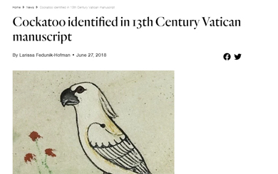 Cockatoo in 13th Century manuscript